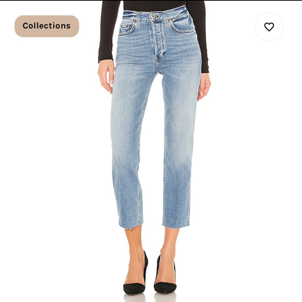 Re/Done stove pipe straight jeans in light stone